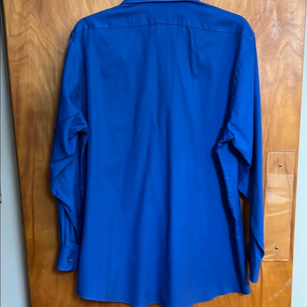 Van Heusen Blue Dress Shirt Classic Design Size 16 32/33 Wrinkle Free Classic Fi - Picture 7 of 7